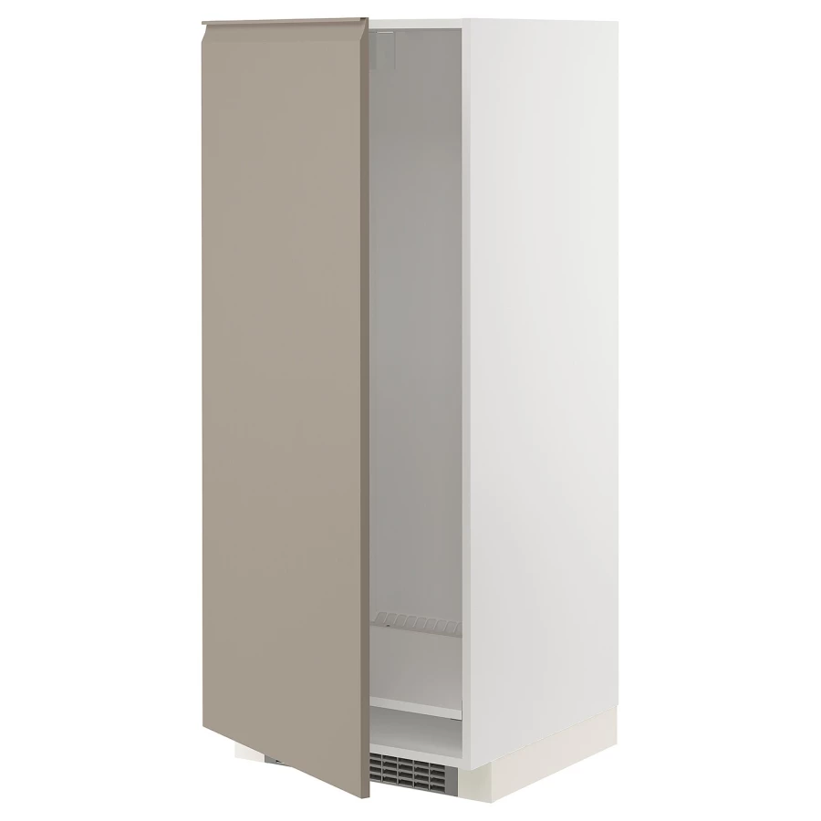 Высокий кухонный шкаф - IKEA METOD/МЕТОД ИКЕА, 140х60х60 см, белый/бежевый (изображение №1)