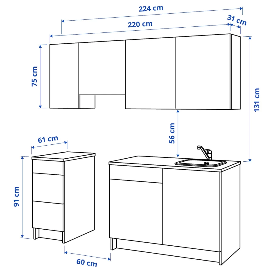 Кухонная комбинация для хранения - KNOXHULT IKEA/ КНОКСХУЛЬТ ИКЕА, 220х61х220 см, белый/бежевый (изображение №12)
