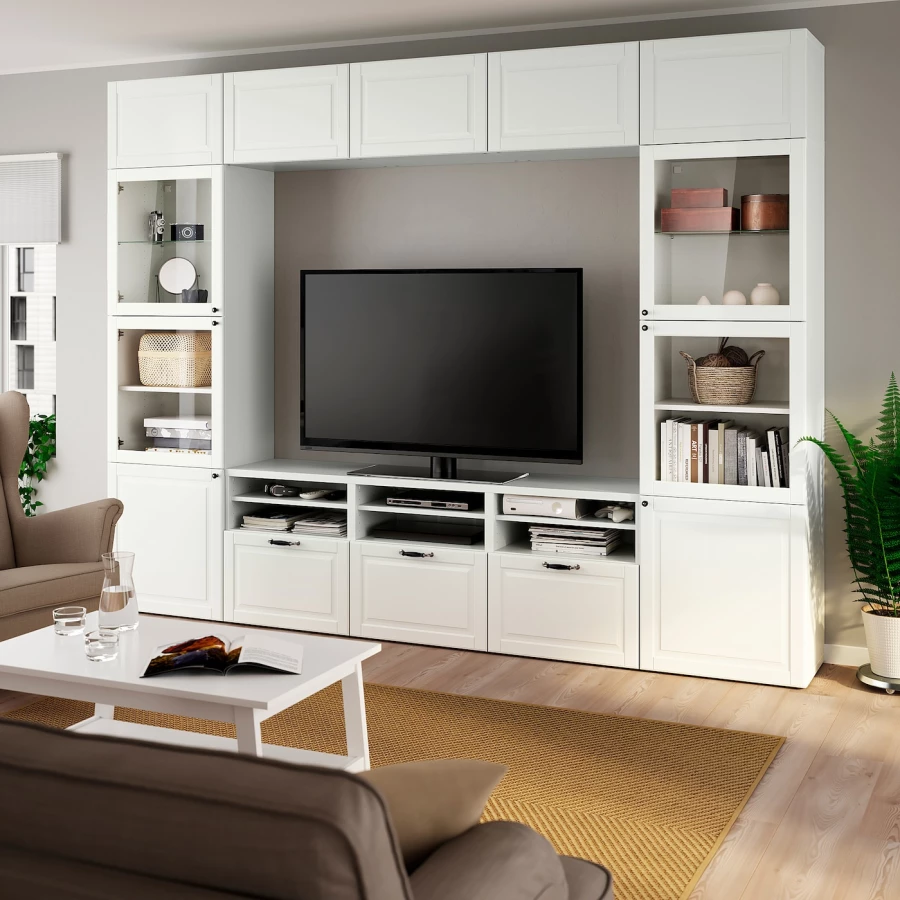 Комплект мебели д/гостиной  - IKEA BESTÅ/BESTA, 300x42x231 см, белый, БЕСТО ИКЕА (изображение №4)