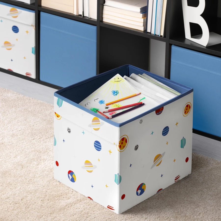 Коробка - AFTONSPARV IKEA/ АФТОНСПАРВ  ИКЕА, 33х33 см, синий/белый (изображение №3)
