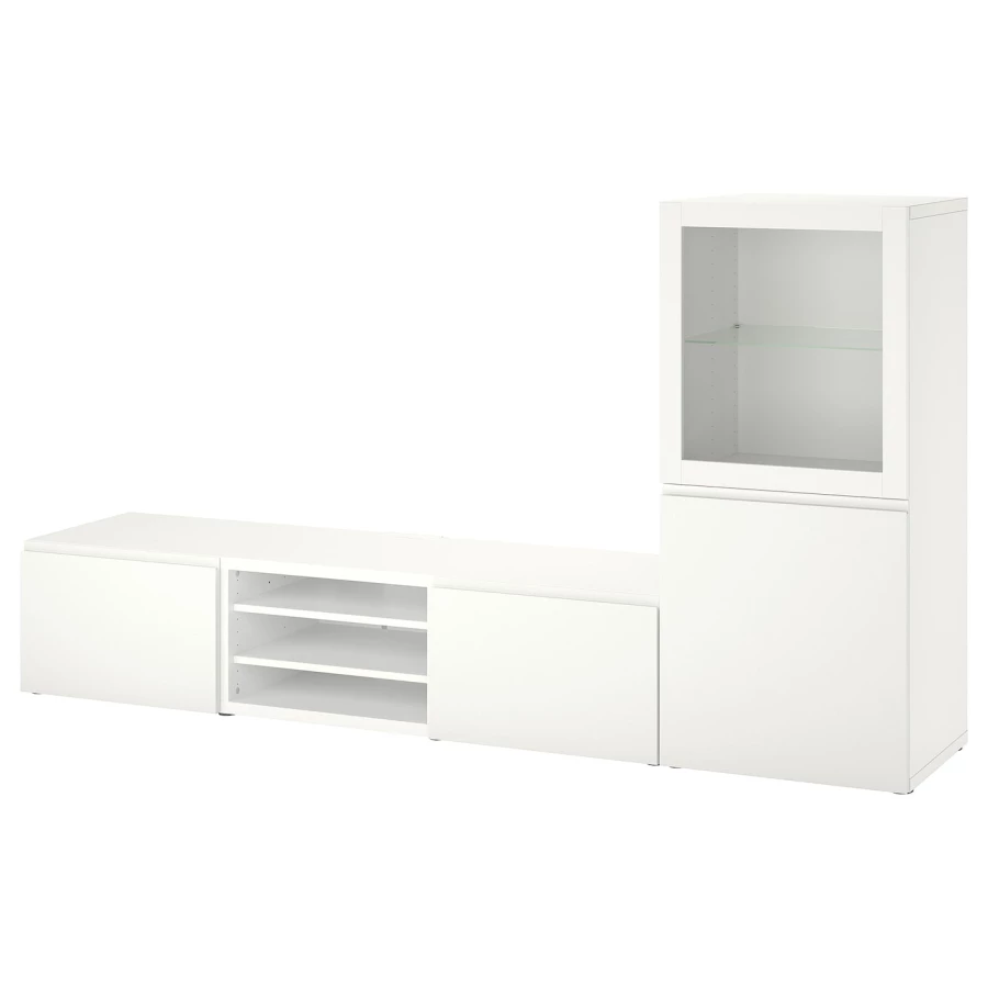 Комбинация для хранения ТВ - IKEA BESTÅ/BESTA, 129x42x240см, белый, БЕСТО ИКЕА (изображение №1)