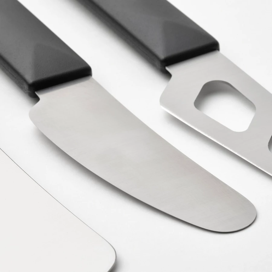 Набор ножей для сыра - IKEA SKARLANGA/SKÄRLÅNGA, 3 предмета, нержавеющая сталь/черный, СКЭРЛОНГА ИКЕА (изображение №3)