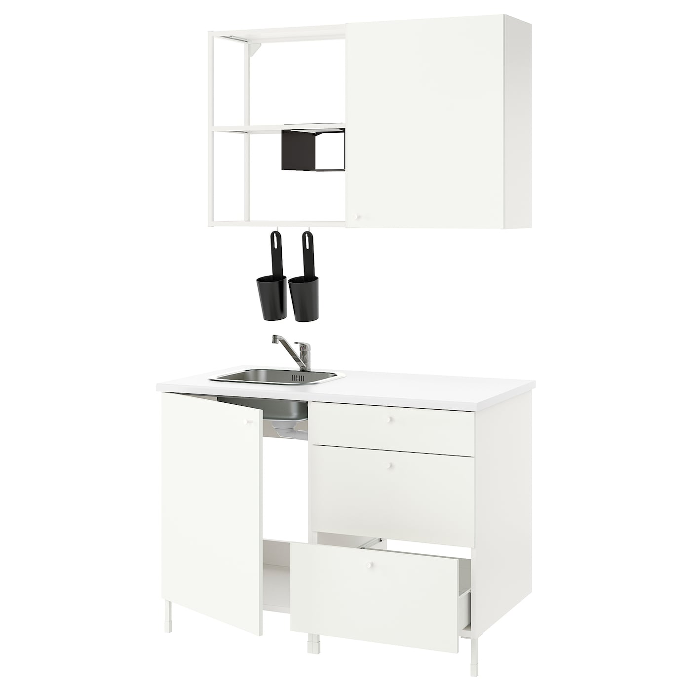 Кухонная комбинация для хранения - ENHET  IKEA/ ЭНХЕТ ИКЕА, 123х63,5х222 см, белый
