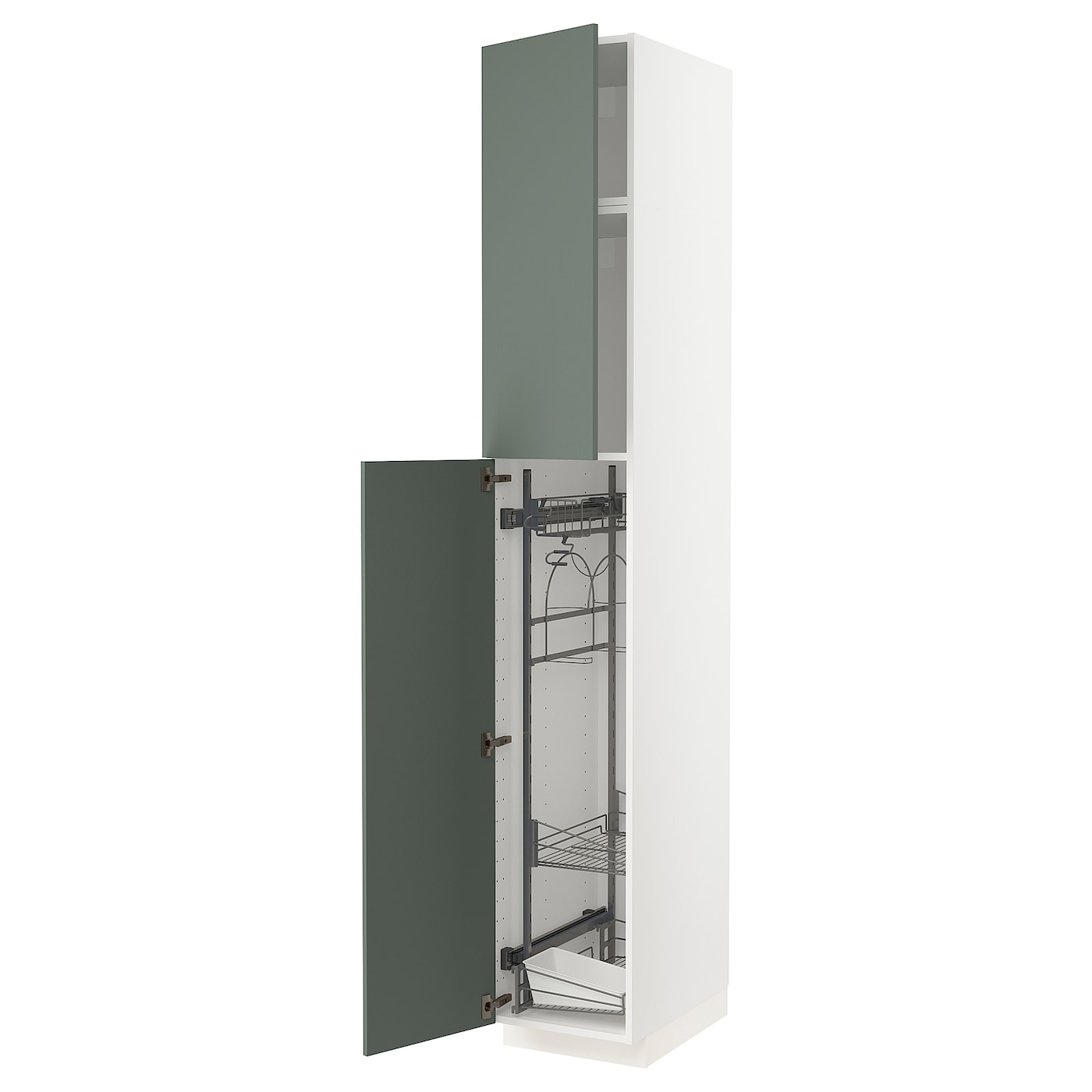 Высокий шкаф/бытовой - IKEA METOD/МЕТОД ИКЕА, 240х60х40 см, белый/темно-зеленый