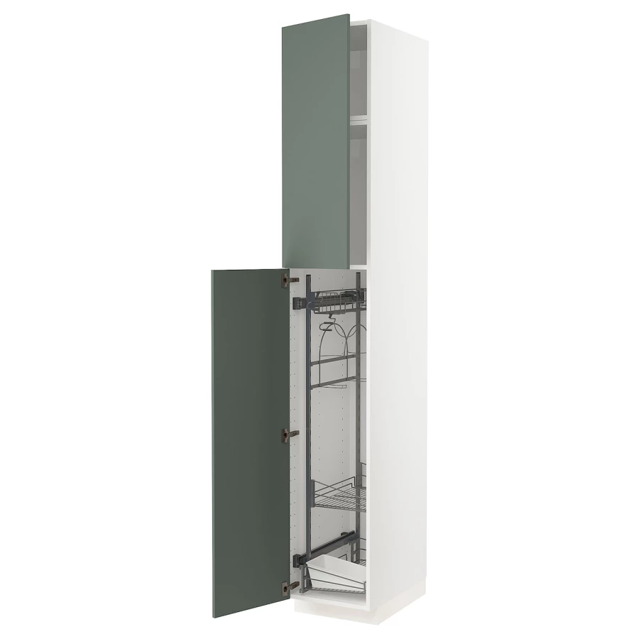 Высокий шкаф/бытовой - IKEA METOD/МЕТОД ИКЕА, 240х60х40 см, белый/темно-зеленый (изображение №1)