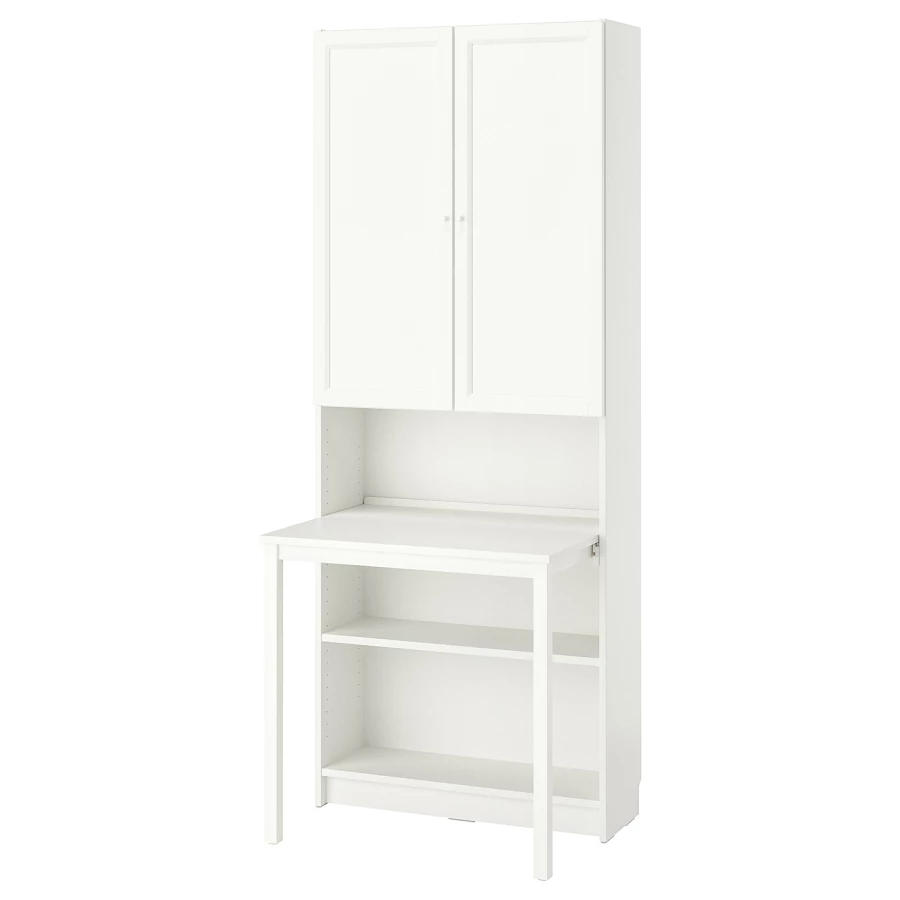 Книжный шкаф с письменным столом и ящиком - IKEA BILLY/ БИЛЛИ ИКЕА, 202х80x84 см, белый (изображение №1)