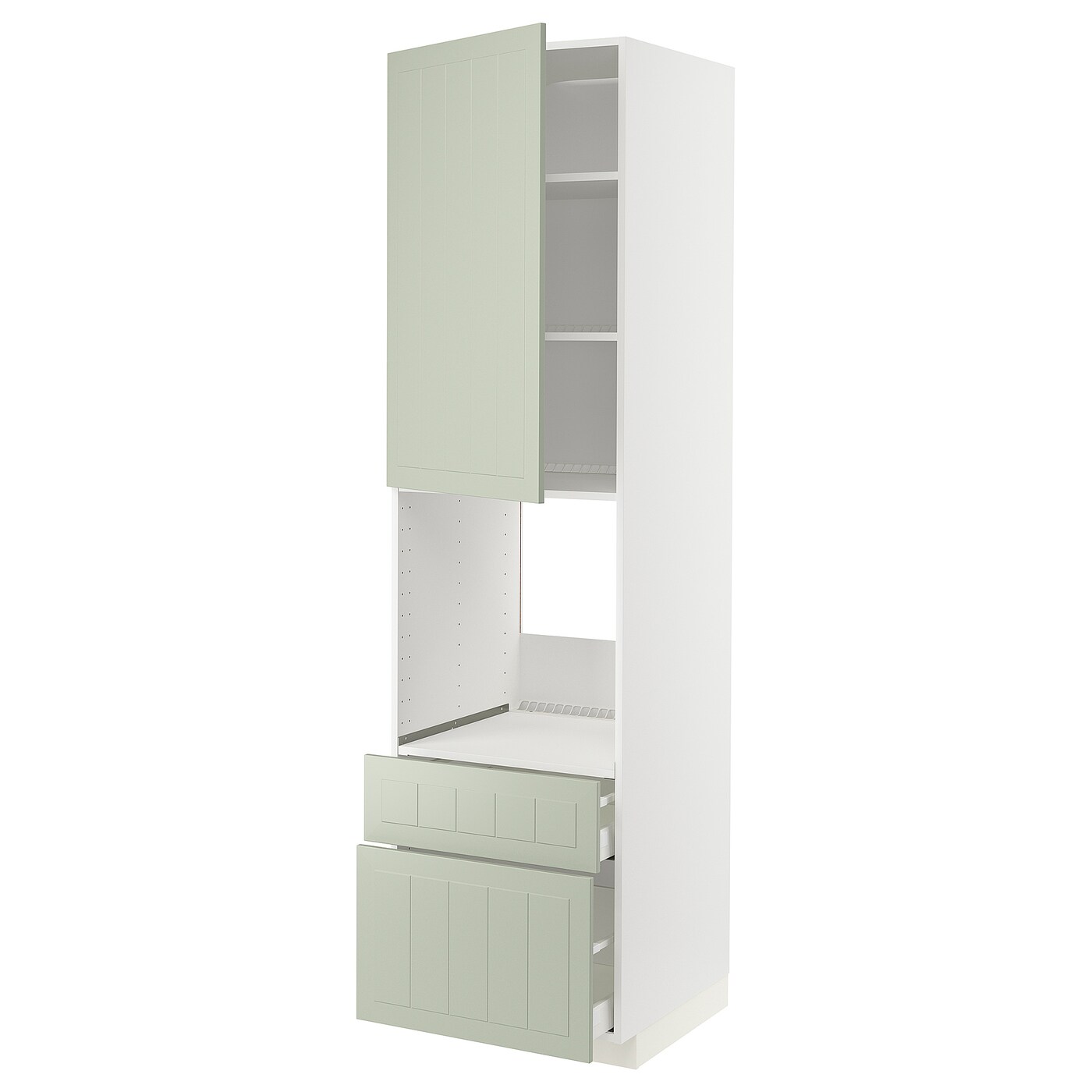 Высокий шкаф с ящиками - IKEA METOD/MAXIMERA/МЕТОД/МАКСИМЕРА ИКЕА, 220х60х60 см, белый/зеленый