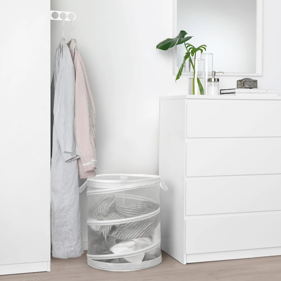 Корзина на белья - IKEA FYLLEN/ ФИЛЛЕН ИКЕА, 50х45 см, белый (изображение №4)