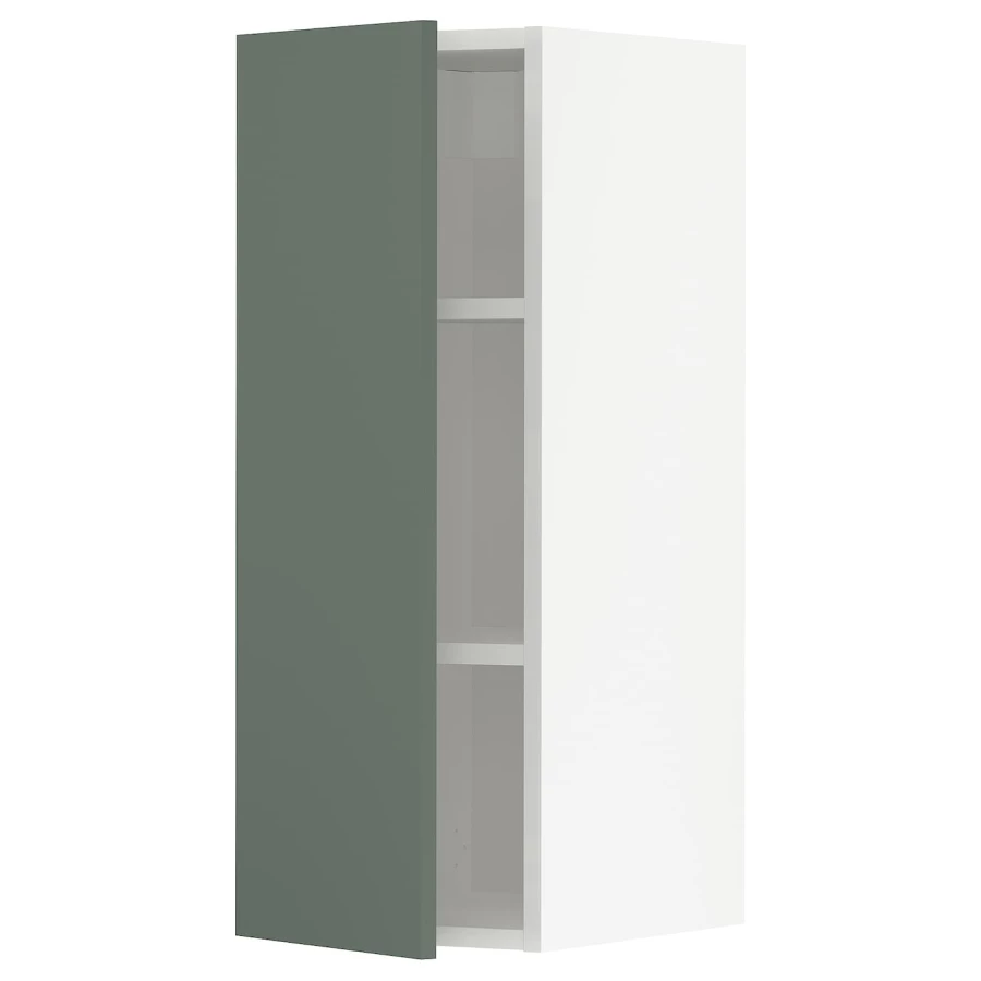 Навесной шкаф с полкой - METOD IKEA/ МЕТОД ИКЕА, 80х30 см, белый/темно-зеленый (изображение №1)