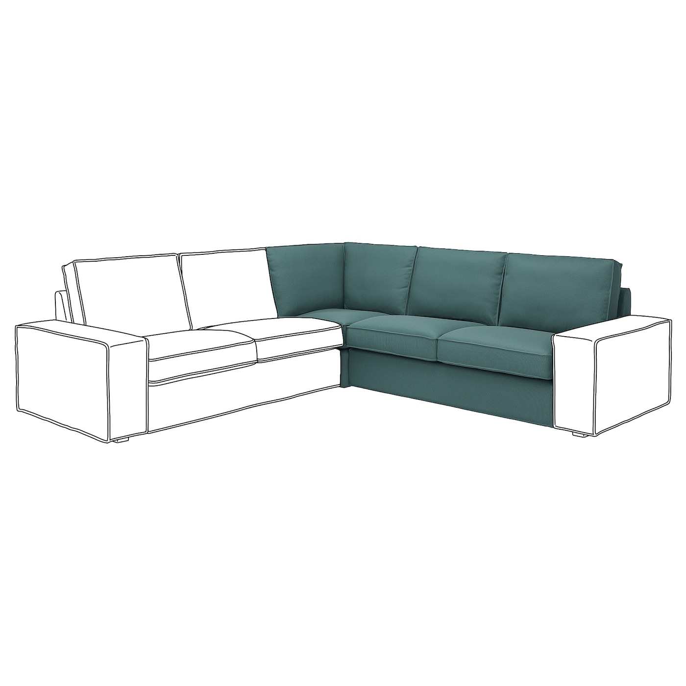 Чехол на угловой диван - KIVIK IKEA/ КИВИК ИКЕА,  зеленый