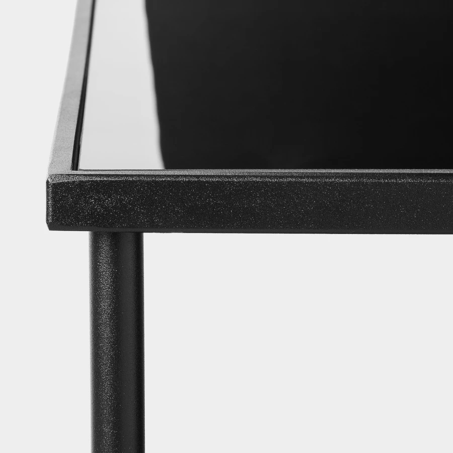 Журнальный стол - IKEA ИКЕА ÄSPERÖD,114х57х47 см, черный/стекло черное (изображение №4)