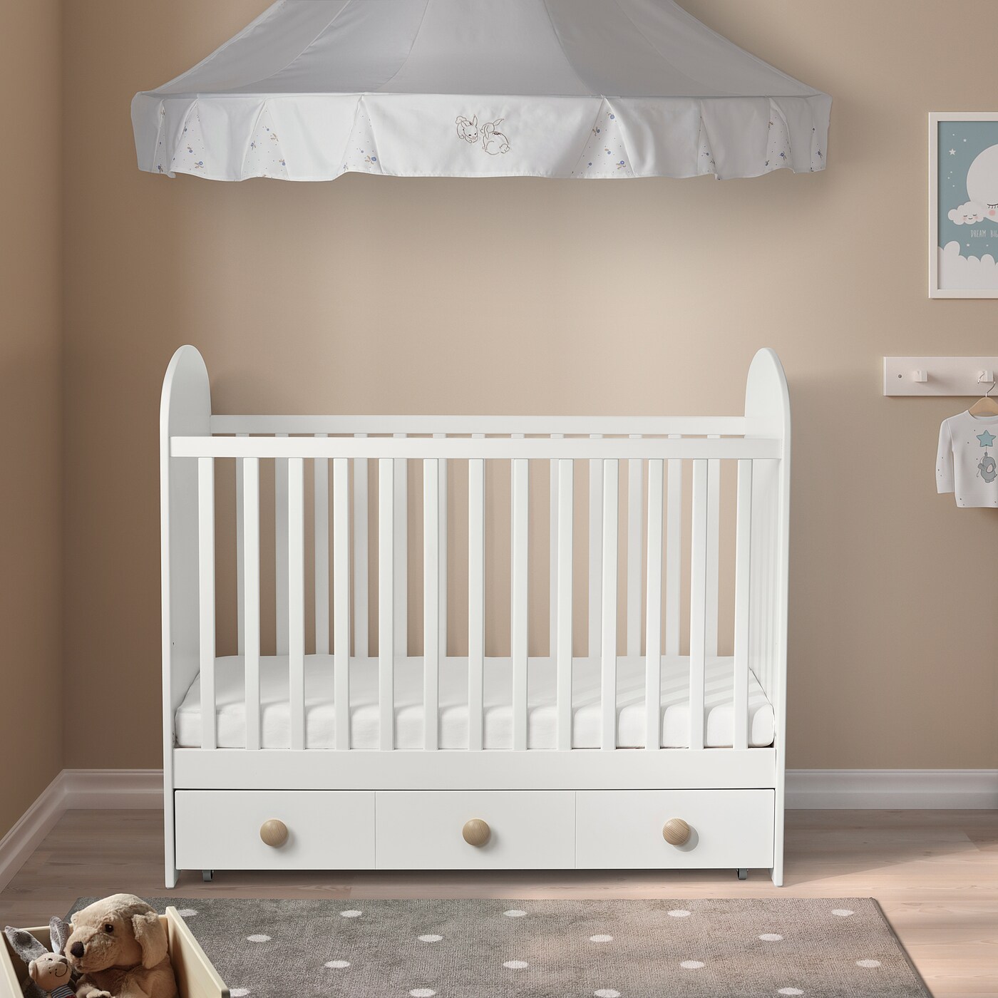 Ikea white baby crib online