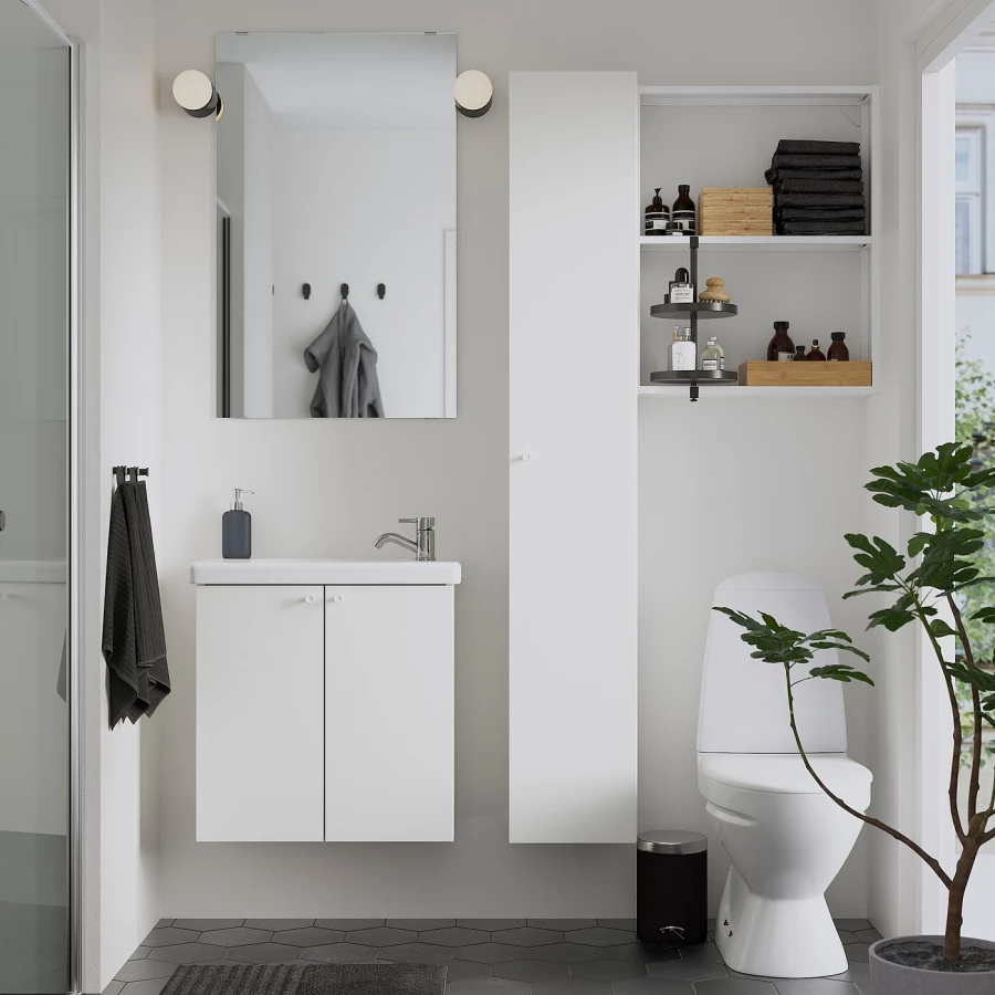 Комбинация для ванной - IKEA ENHET, 64х33х65 см, белый, ЭНХЕТ ИКЕА (изображение №2)