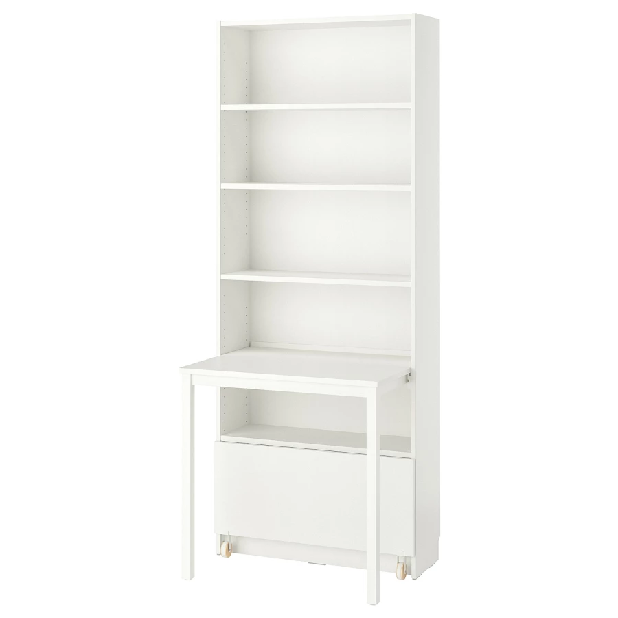 Книжный шкаф с письменным столом и ящиком - IKEA BILLY/ БИЛЛИ ИКЕА, 202х80x84 см, белый (изображение №1)