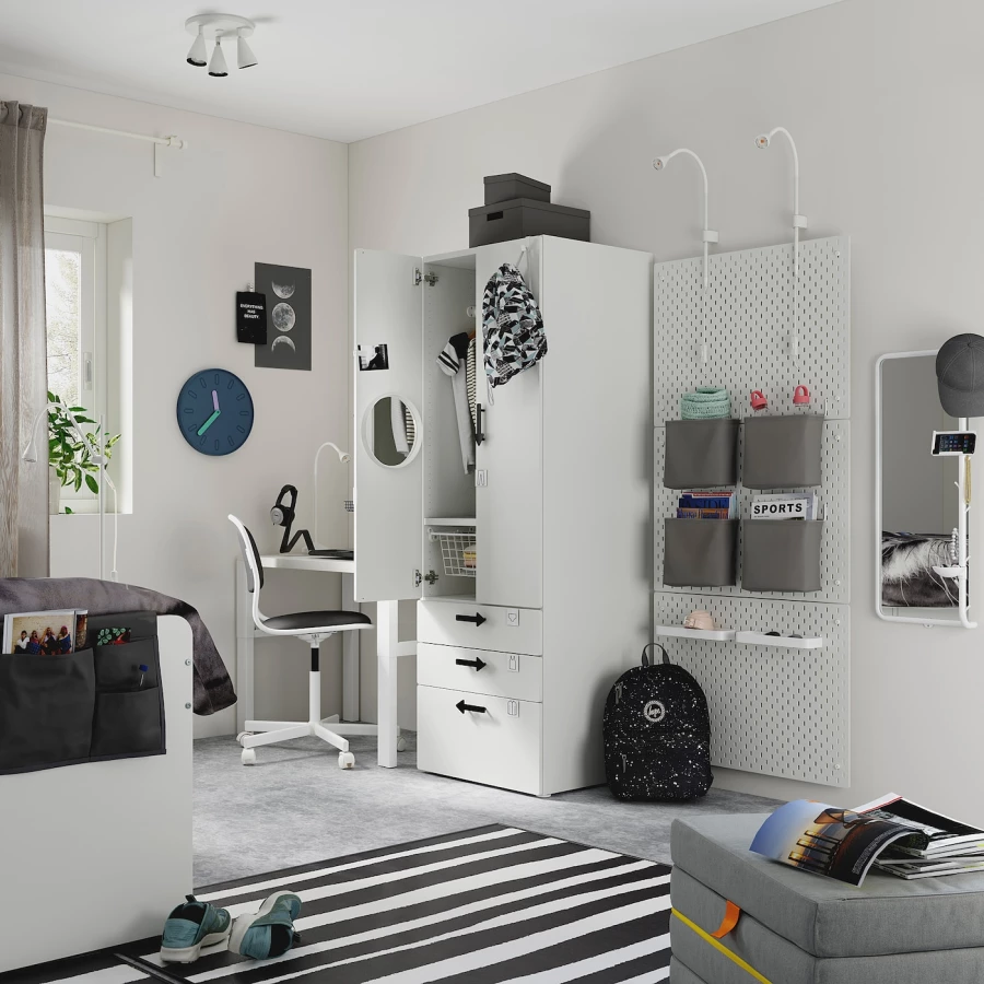 Шкаф - PLATSA/ SMÅSTAD / SMАSTAD  IKEA/ ПЛАТСА/СМОСТАД  ИКЕА, 60x57x181 см, белый/серый (изображение №6)