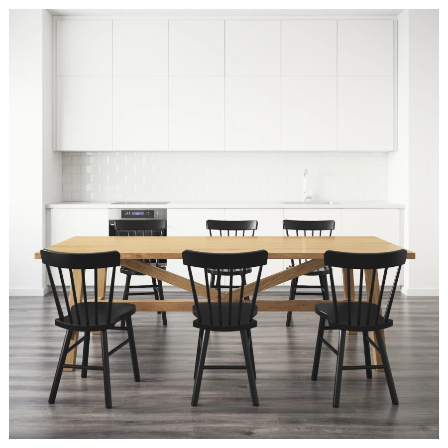 Стол и 6 стульев - MÖCKELBY / NORRARYD IKEA/ МЕКЕЛЬБИ/НОРРАРИД ИКЕА, 235х100х74 см, черный/дерево (изображение №3)