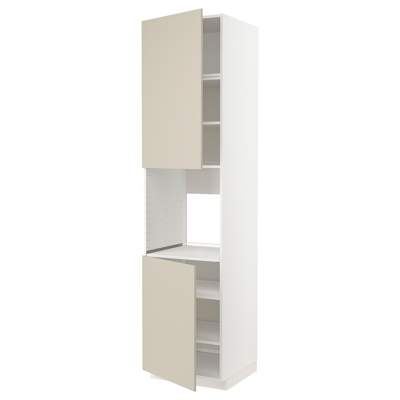 Высокий кухонный шкаф с полками - IKEA METOD/МЕТОД ИКЕА, 240х60х60 см, белый/бежевый