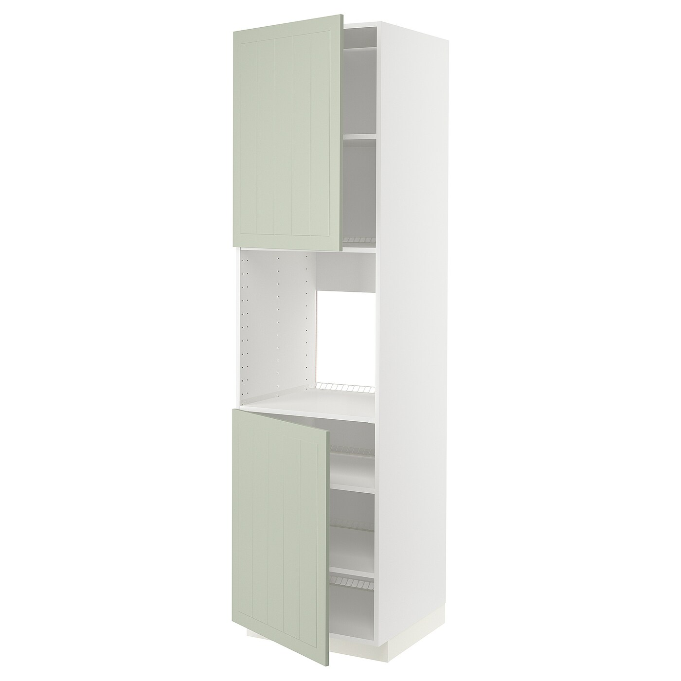 Кухонный шкаф-пенал - IKEA METOD/МЕТОД ИКЕА, 220х60х60 см, белый/зеленый