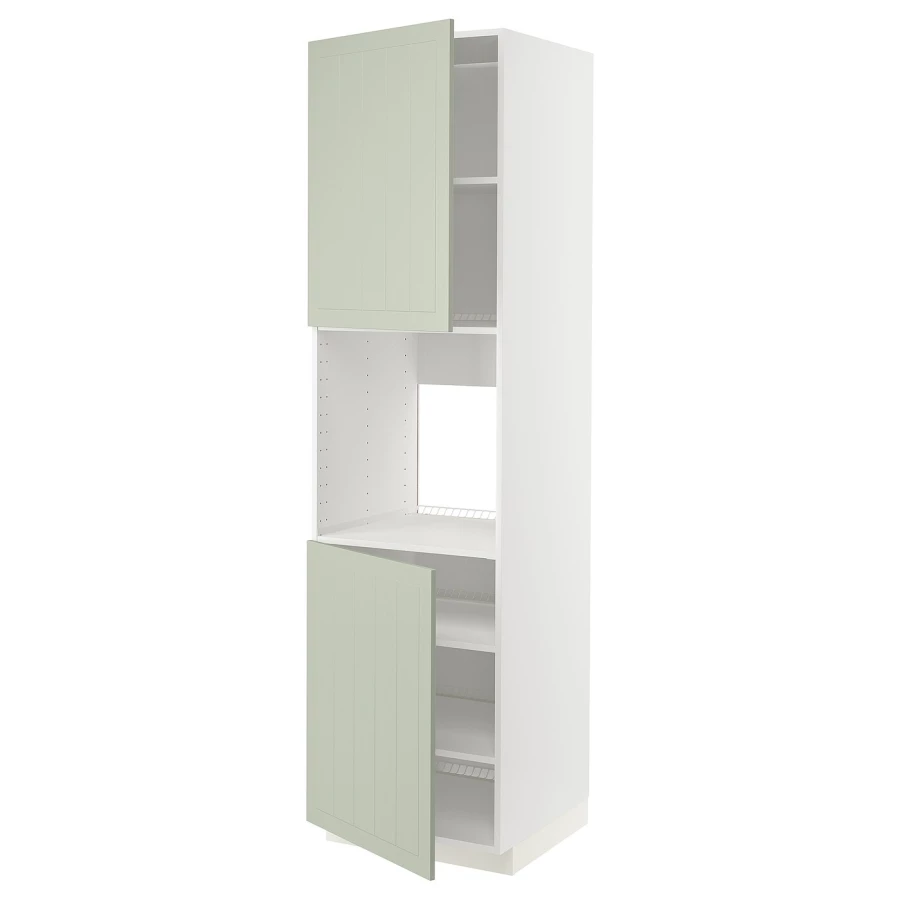 Кухонный шкаф-пенал - IKEA METOD/МЕТОД ИКЕА, 220х60х60 см, белый/зеленый (изображение №1)
