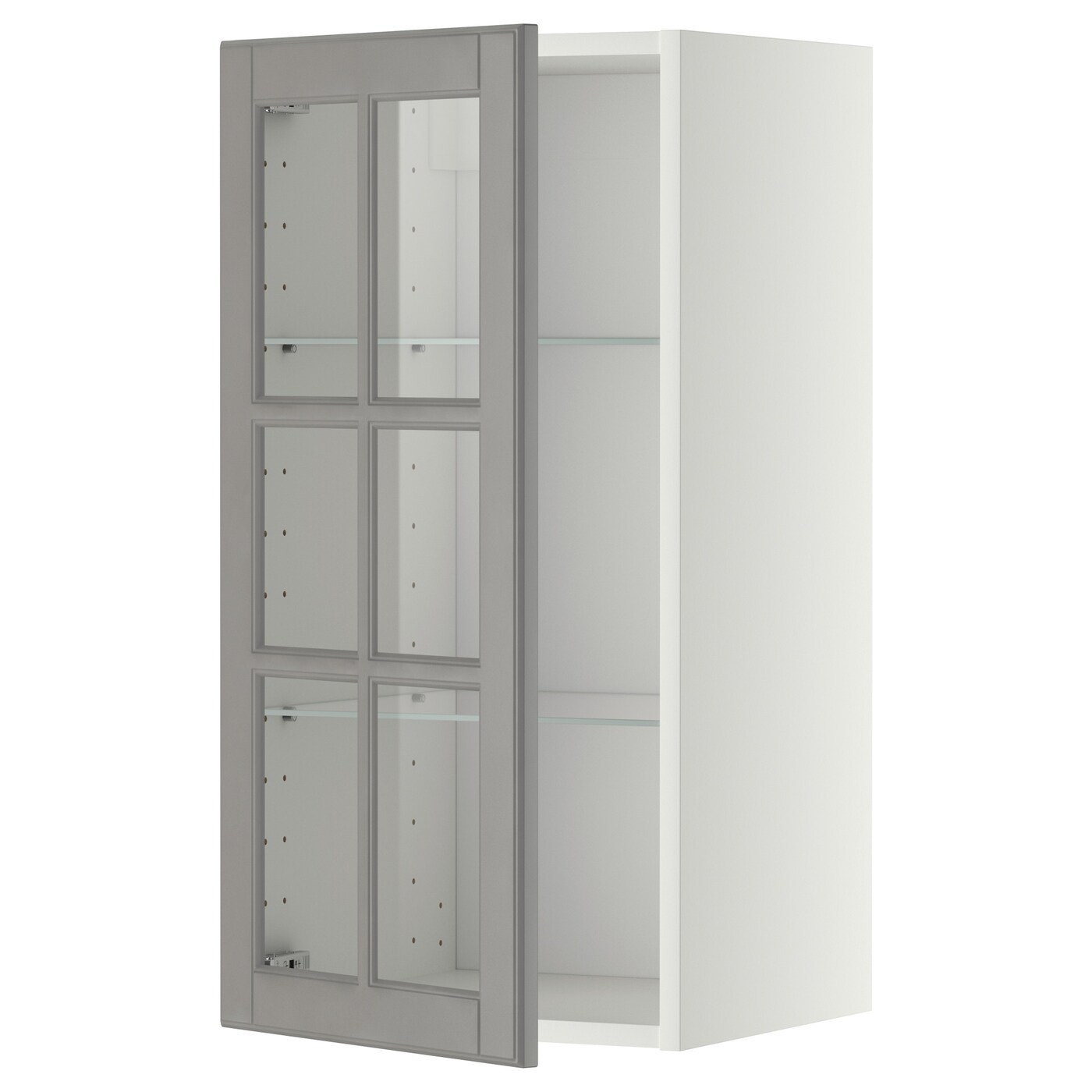 Шкаф со стеклянными дверцами  - METOD  IKEA/  МЕТОД ИКЕА, 80х40 см, белый/серый