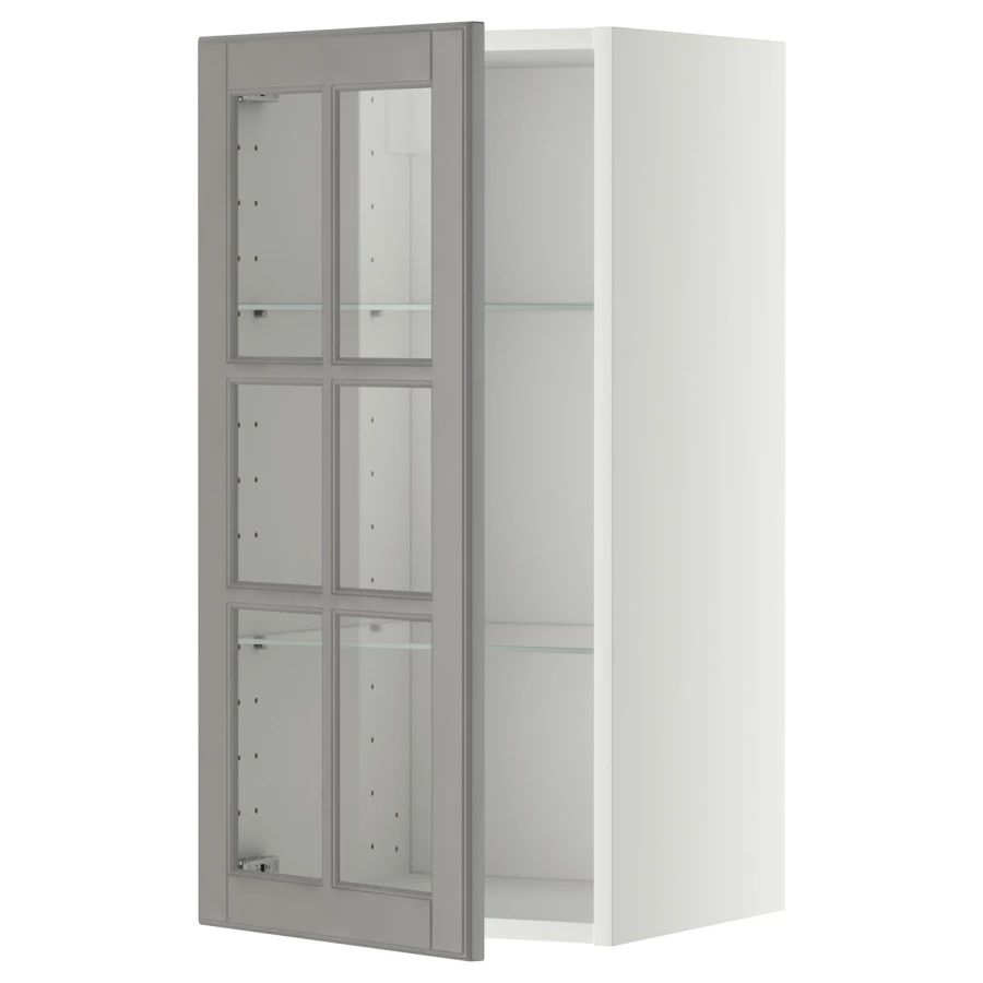 Шкаф со стеклянными дверцами  - METOD  IKEA/  МЕТОД ИКЕА, 80х40 см, белый/серый (изображение №1)