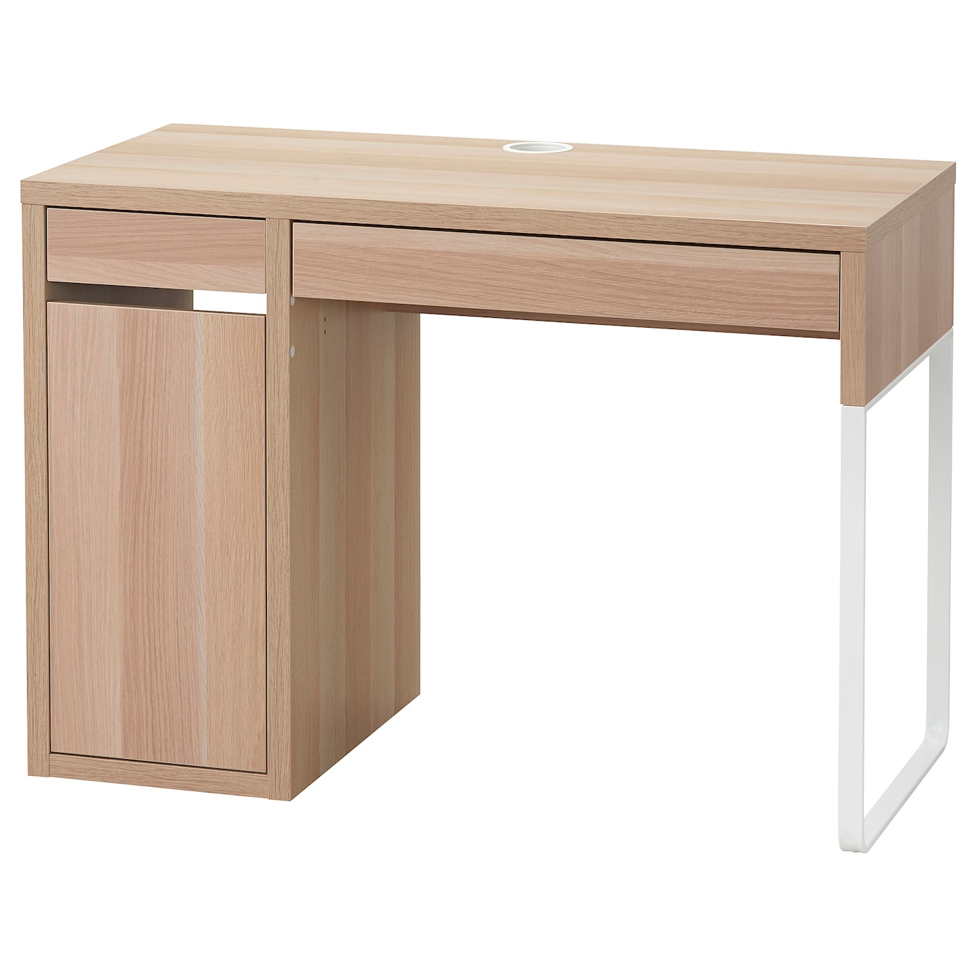 Письменный стол с ящиками - IKEA MICKE, 105х50 см, белый/под беленый дуб, МИККЕ ИКЕА