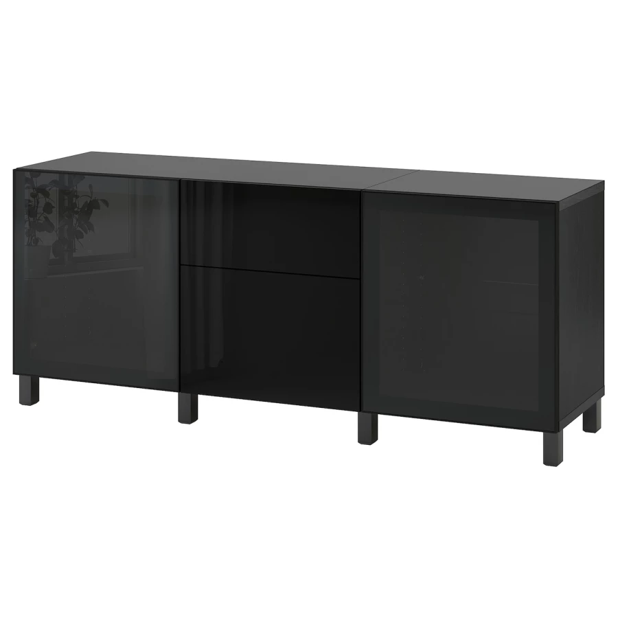 Комбинация для хранения - BESTÅ/ BESTА IKEA/ БЕСТА/БЕСТО ИКЕА, 180х74 см, черный (изображение №1)