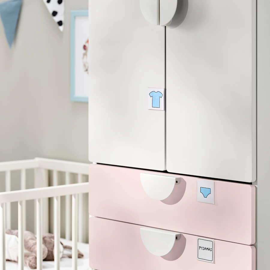 Шкаф детский - IKEA PLATSA/SMÅSTAD/SMASTAD, 60x57x181 см, белый/розовый, ИКЕА (изображение №4)