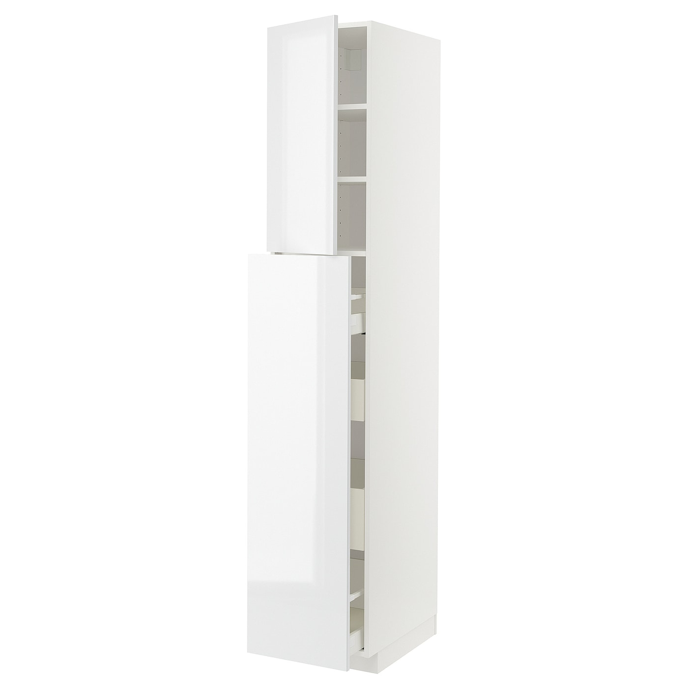 Высокий шкаф - IKEA METOD/MAXIMERA/МЕТОД/МАКСИМЕРА ИКЕА, 220х60х40 см, белый глянцевый