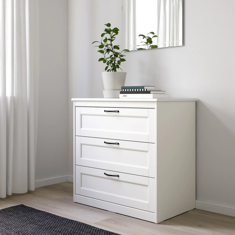 Комбинация мебели для спальни - IKEA SONGESAND, 200x160см, белый, СОНГЕСАНД ИКЕА (изображение №6)