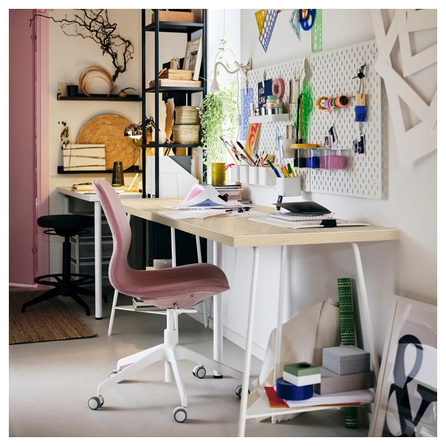 Письменный стол - IKEA MITTCIRKEL/TILLSLAG, 140х60 см, сосна/белый, МИТЦИРКЕЛЬ/ТИЛЛЬСЛАГ ИКЕА (изображение №4)