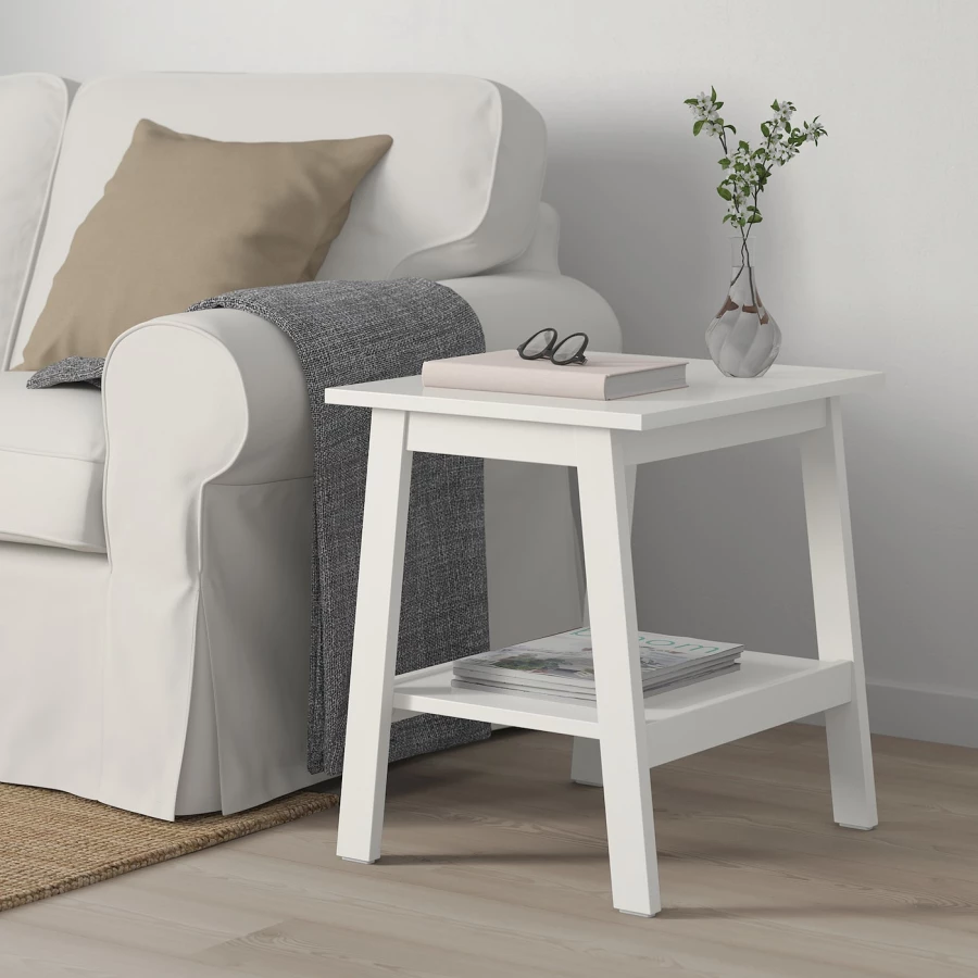 Столик придиванный - IKEA LUNNARP/ЛУНАРП ИКЕА, 55х55х45 см, белый (изображение №3)