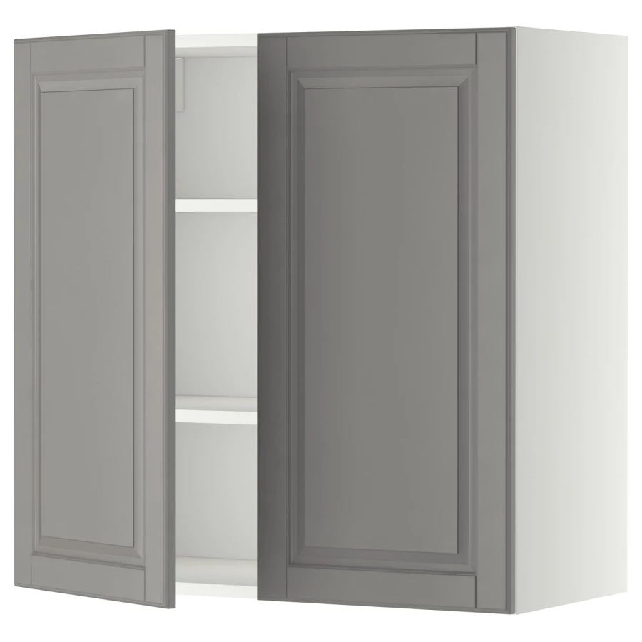 Навесной шкаф с полкой - METOD IKEA/ МЕТОД ИКЕА, 80х80 см, белый/серый (изображение №1)