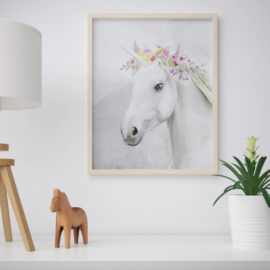 Постер - IKEA BILD, 40х50 см, «Единорог с цветами», БИЛЬД ИКЕА (изображение №2)