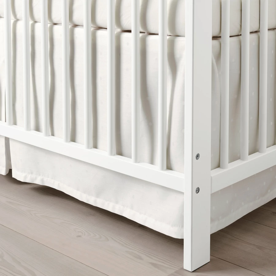 Юбка для кроватки - IKEA LENAST, 41x120x60см, белый, ЛЕНАСТ ИКЕА (изображение №3)