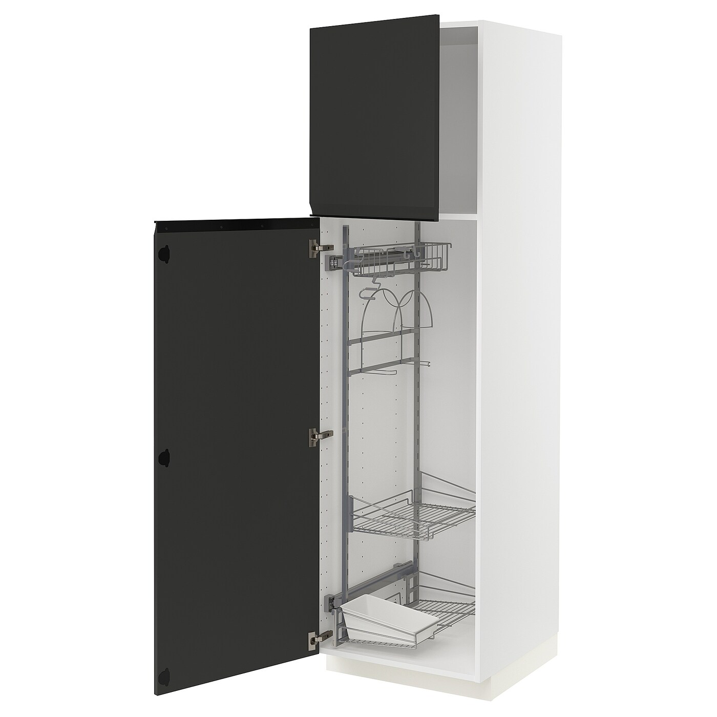 Высокий шкаф/бытовой - IKEA METOD/МЕТОД ИКЕА, 60х60х200 см, черный/белый