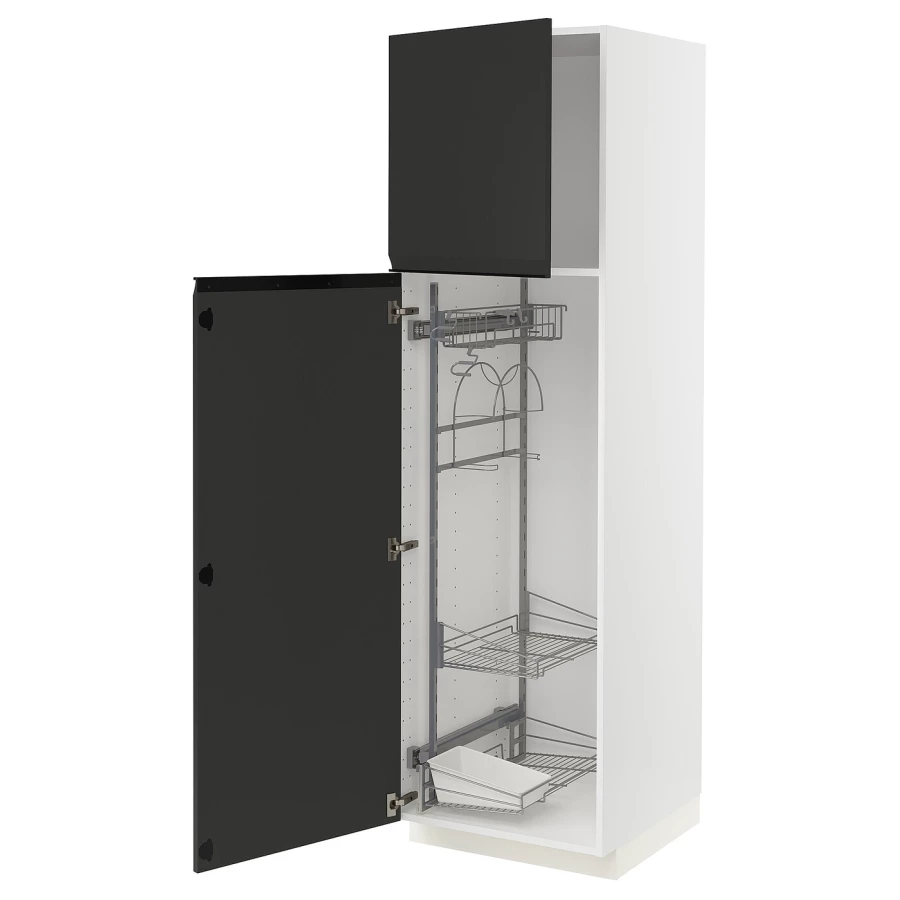Высокий шкаф/бытовой - IKEA METOD/МЕТОД ИКЕА, 60х60х200 см, черный/белый (изображение №1)