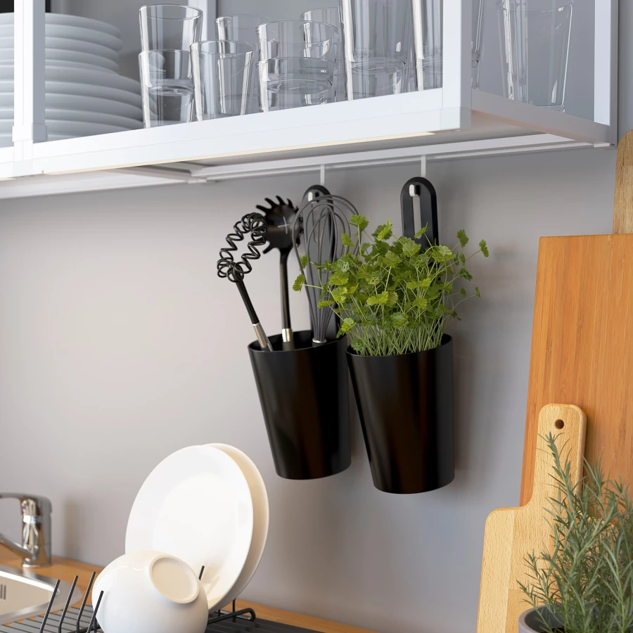Кухня - IKEA ENHET/ЭНХЕТ ИКЕА, 222х203х63,5 см, белый/серый (изображение №12)
