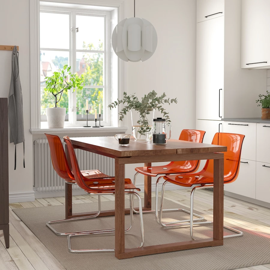 Обеденный набор - MÖRBYLÅNGA/TOBIAS IKEA/МЕРБИЛОНГА/ТОБИАС ИКЕА,140х85 см, коричневый/оранжевый (изображение №2)