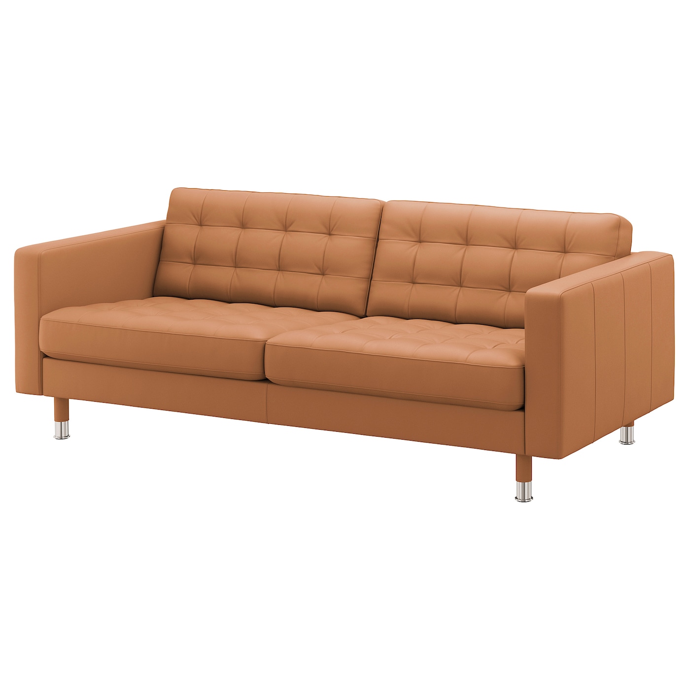 3-местный диван - IKEA LANDSKRONA, 204х89х78 см, оранжевый, кожа, ЛАНДСКРУНА ИКЕА