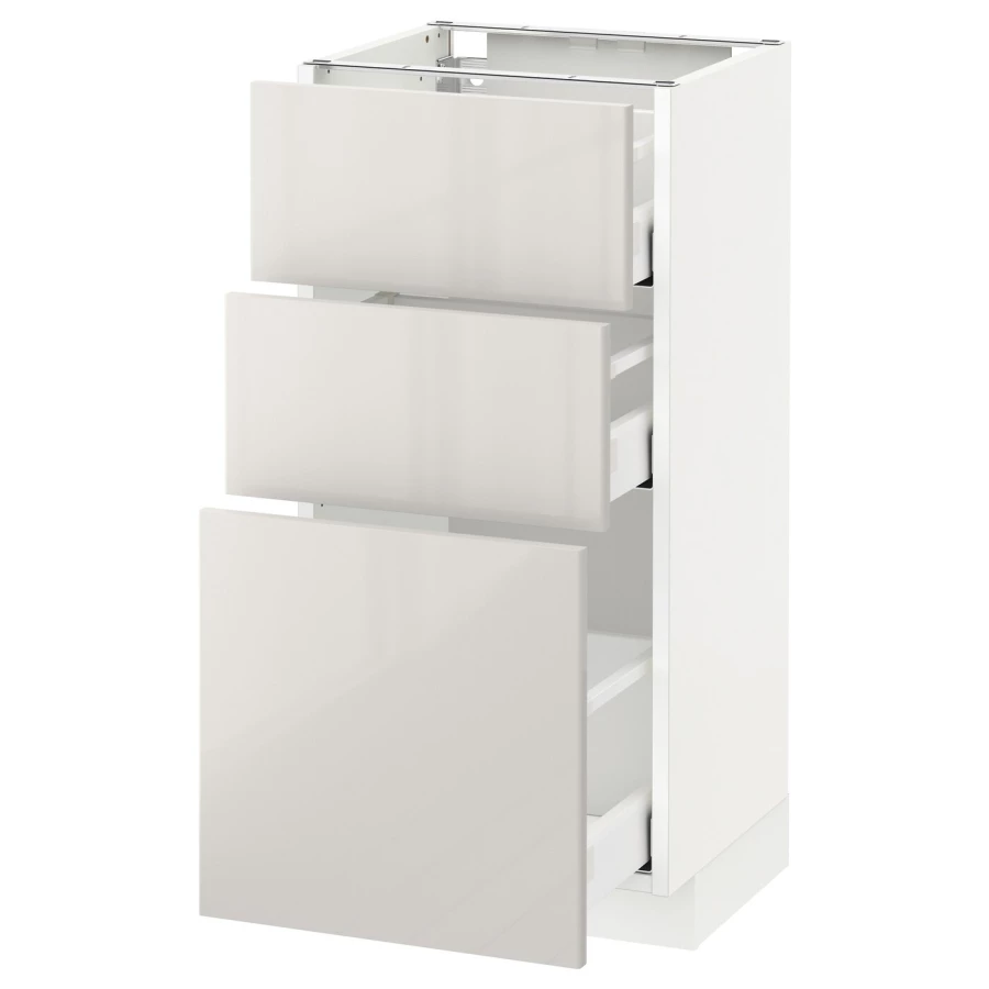 Напольный шкаф - IKEA METOD MAXIMERA, 88x39x40см, белый/светло-серый, МЕТОД МАКСИМЕРА ИКЕА (изображение №1)
