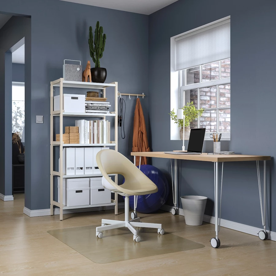 Письменный стол - IKEA LAGKAPTEN/KRILLE, 140х60 см, под беленый дуб/белый, ЛАГКАПТЕН/КРИЛЛЕ ИКЕА (изображение №4)
