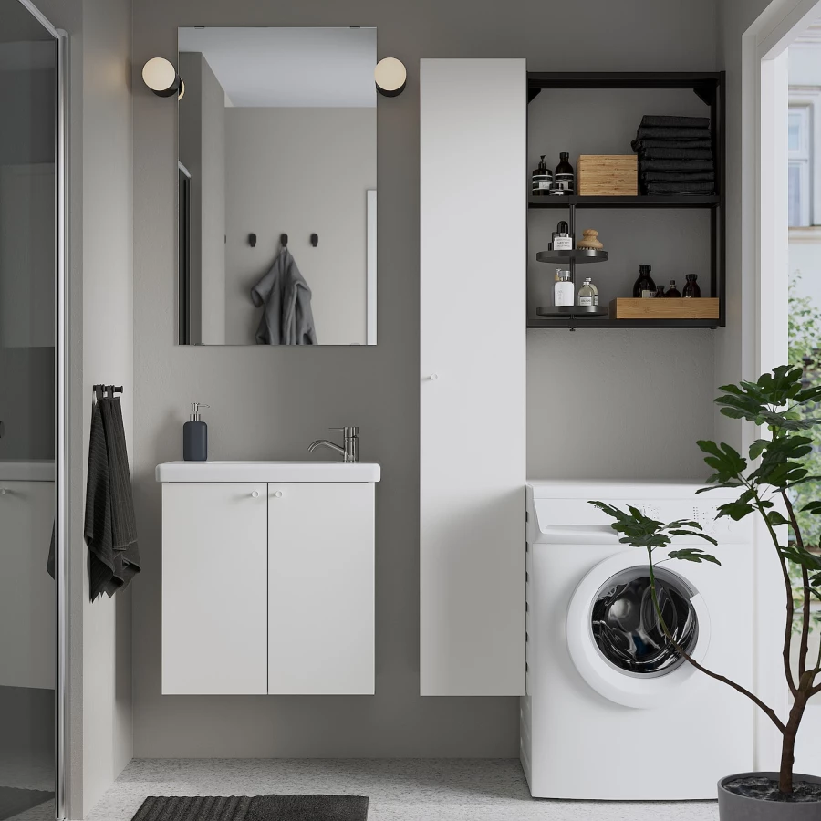 Комбинация для ванной - IKEA ENHET, 64х33х65 см, белый/антрацит, ЭНХЕТ ИКЕА (изображение №3)