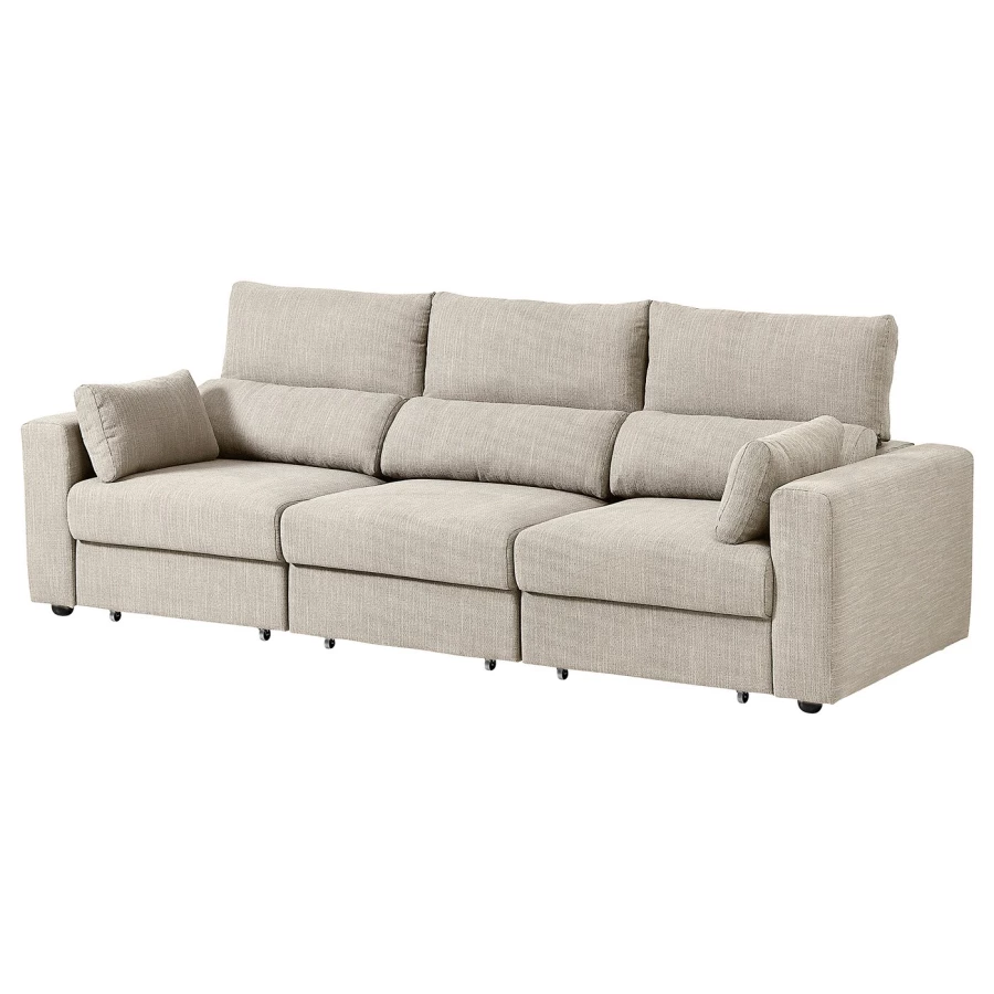 3-местный диван - IKEA ESKILSTUNA/ЭСКИЛЬСТУНА ИКЕА, 81х58х111 см, бежевый (изображение №1)