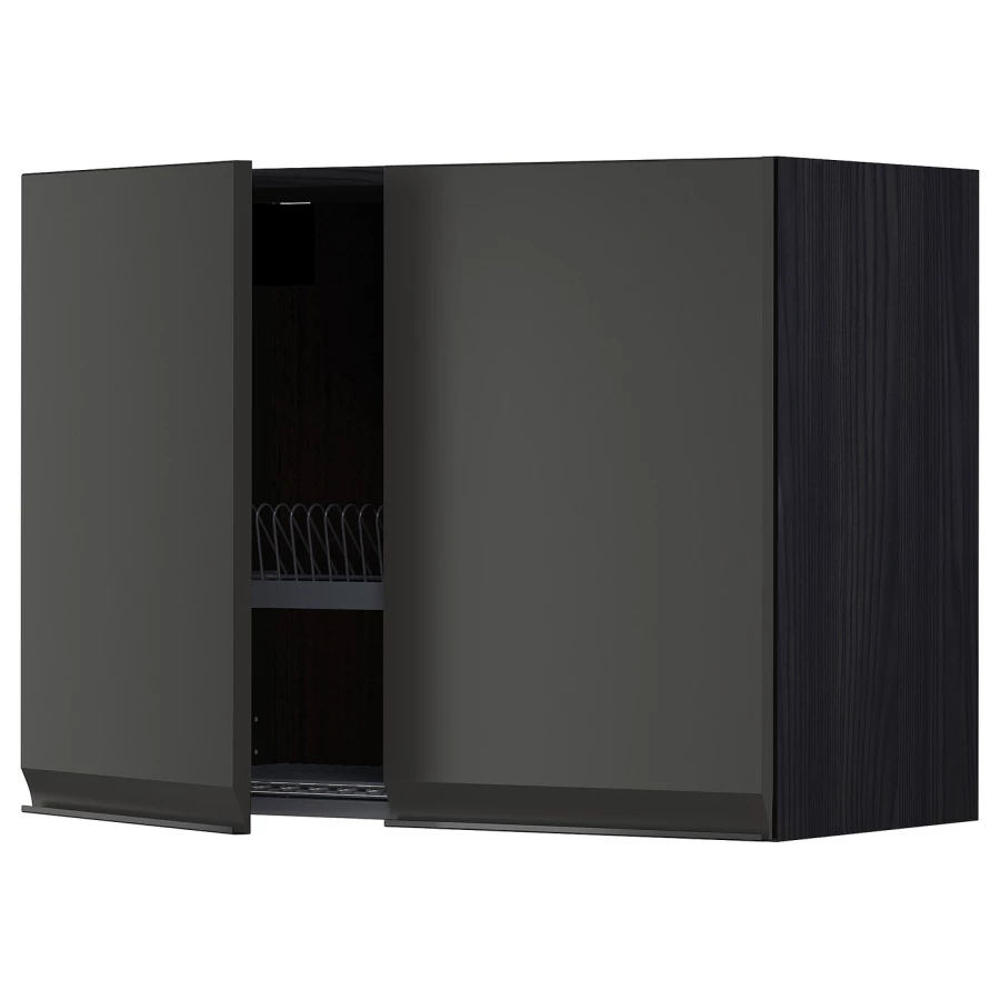 Навесной шкаф с сушилкой - METOD IKEA/ МЕТОД ИКЕА, 60х80 см, черный (изображение №1)