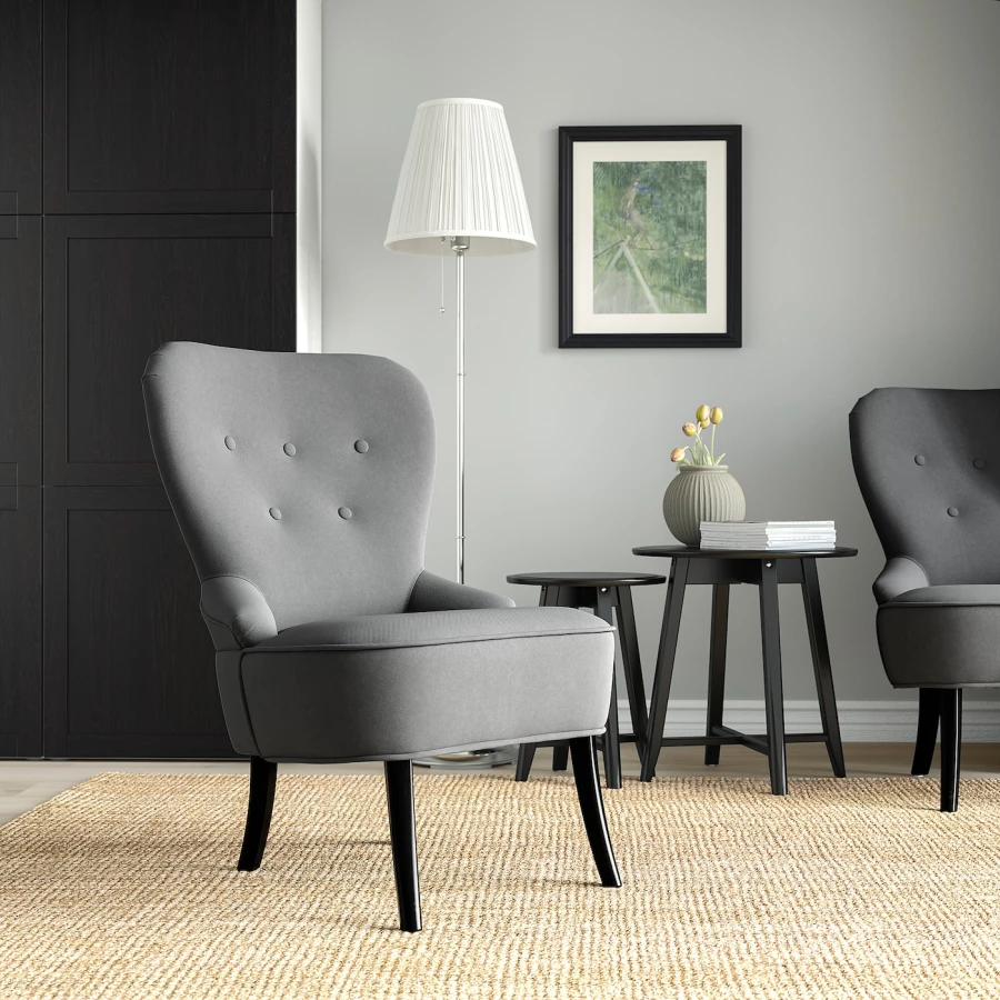 Кресло с подголовником - IKEA REMSTA, 60х72х88 см, серый/черный, РЕМСТА ИКЕА (изображение №2)