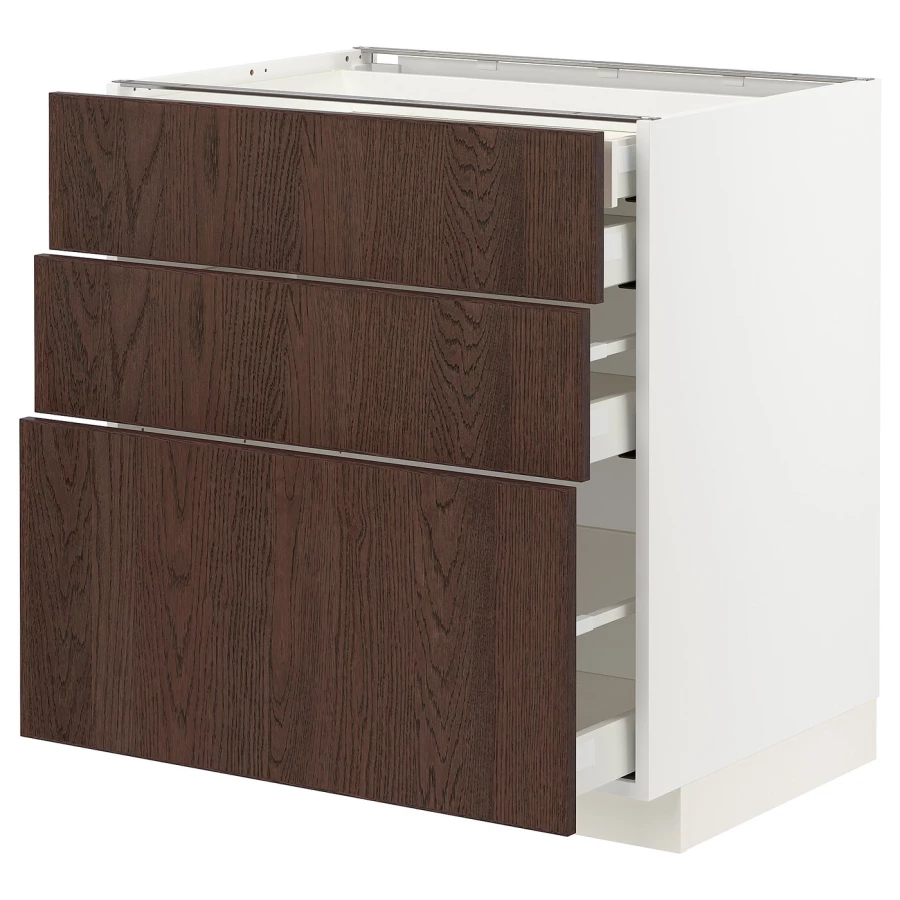 Напольный шкаф  - IKEA METOD MAXIMERA, 88x61,6x80см, белый/коричневый, МЕТОД МАКСИМЕРА ИКЕА (изображение №1)