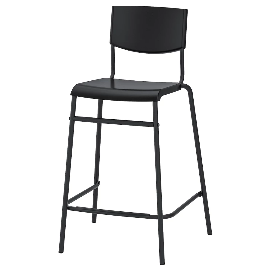 Барный стул - IKEA STIG/СТИГ ИКЕА , 44х54х90 см (63 см), черный (изображение №1)