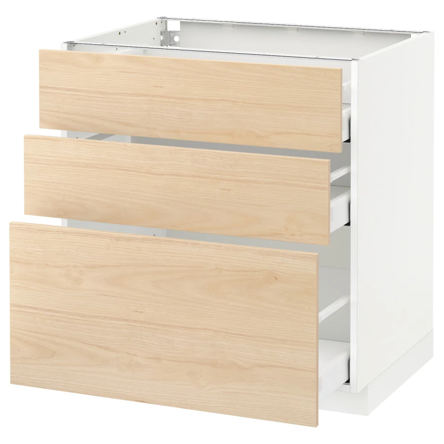 Напольный кухонный шкаф - IKEA METOD MAXIMERA, 88x62x80см, белый/светлый ясень, МЕТОД МАКСИМЕРА ИКЕА (изображение №1)