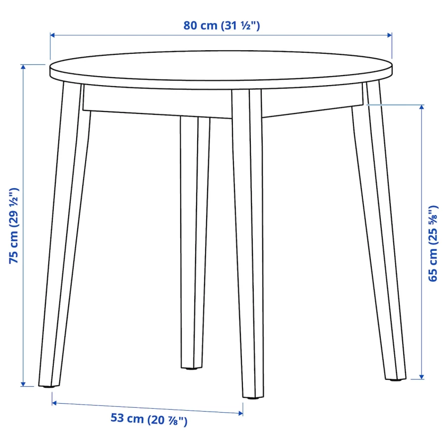 Стол и 2 стула - NACKANÄS / EBBALYCKE/ NACKANАS  IKEA/ НАКАНАС/  ЭББАЛЮККЕ ИКЕА, 80х75 см, белый /коричневый (изображение №7)